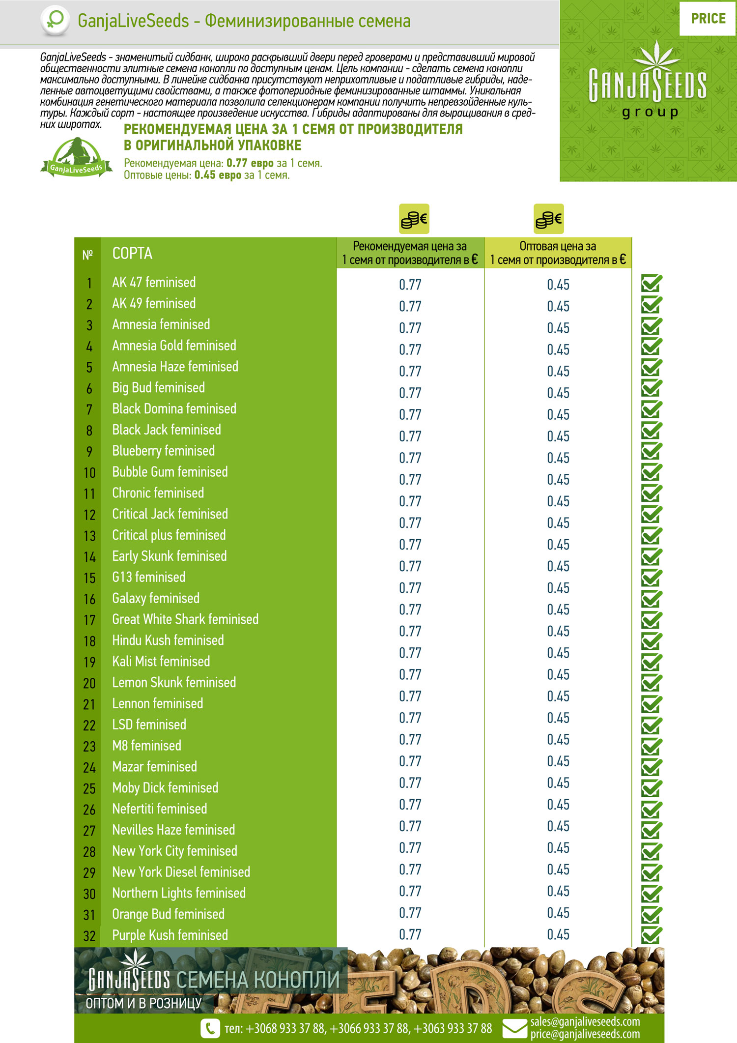 Семена конопли оптом GanjaLiveSeeds Семена конопли оптом GanjaLiveSeeds