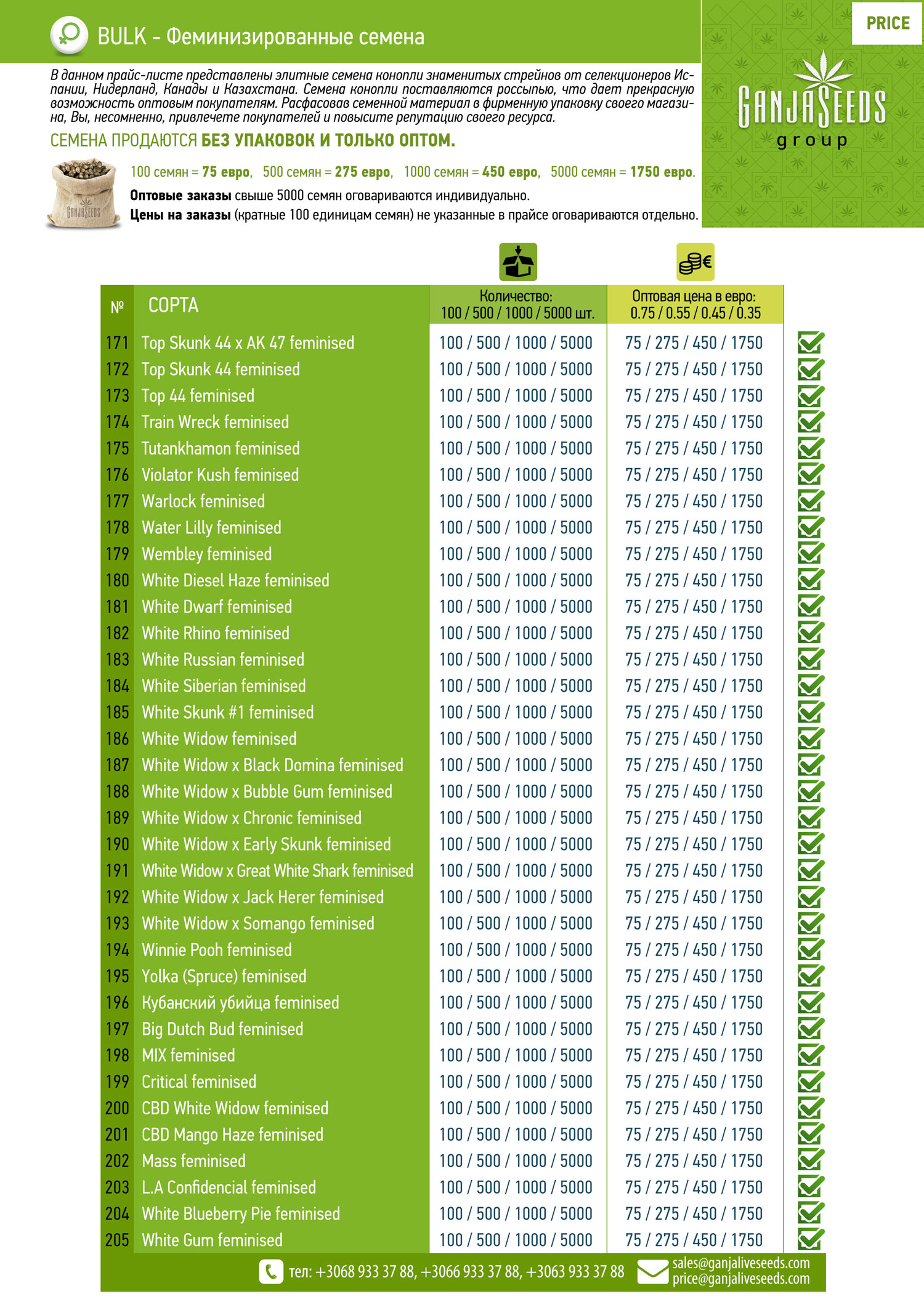 Оптовые цены на семена конопли BULK Оптовые цены на семена конопли BULK