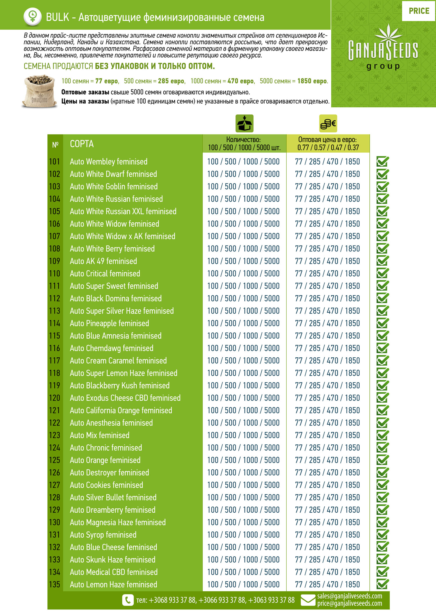 Оптовые цены на семена конопли BULK Оптовые цены на семена конопли BULK